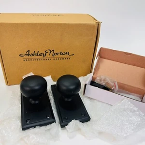 Ashley Norton Door Knob Set 900 Windsor Passage Door Knobs Matt Black - Picture 1 of 8