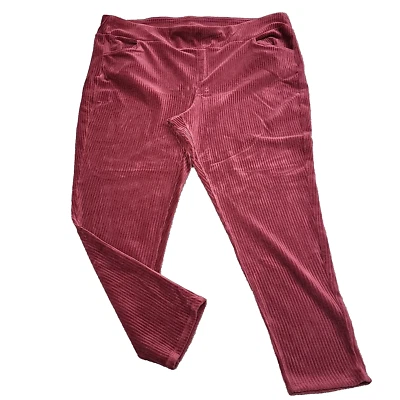 Denim Co Smooth Waist Knit Pull On Leggings 3X Plus Sz Wine Modern Pants Pockets - Image 1 of 4