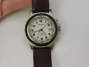Eddie Bauer Green Bezel Brown Leather Band Mod #5400 (20824-time-ms) - Picture 1 of 8