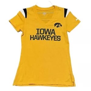 Nike Iowa Hawkeyes Women's Size MEDIUM Yellow Short Sleeve T Shirt Tee - Picture 1 of 7