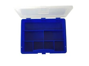 Caja surtida azul 7 compartimentos 180x150x36 mm - para tornillos, piezas pequeñas, etc. - Imagen 1 de 4