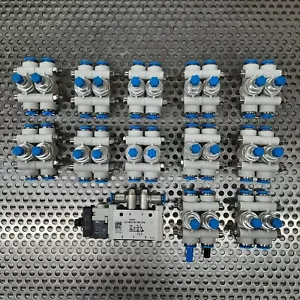 FESTO GR-QS-6 Einweg-Durchflussregelventil 24 Stück mit VUVG-10 Magnetventil - Bild 1 von 4