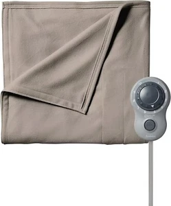 Sunbeam Full Size Electric Fleece Heated Blanket Mushroom w 10 Heat Settings - Picture 1 of 3