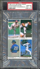 1981 All-Star Game Program Inserts Baseball N. Ryan Sutton Valenzuela h/c PSA 10