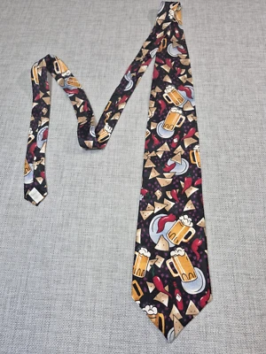 Tabasco Para Hombre Corbata Cerveza Nachos Jalapeño Chiles 100% Seda Snack De Colección Foto 1 de 4