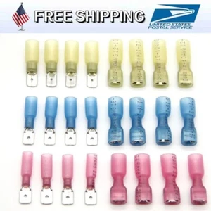 Waterproof Electrical Heat Shrink Male & Female Spade Wire Connectors Terminals - Picture 1 of 7