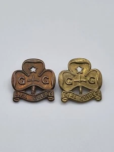 Vintage Metal Bronze Metal Girl Guide Collins London Twin Pin Badges Collectable - Picture 1 of 15