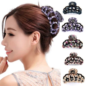 Elegant Crystal Rhinestone Hair Large Claws Clip Clamp Hairpin Headwear Acrylic - Picture 1 of 17