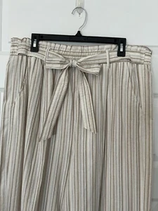 Kate & Sam Women’s Wide Leg Pants Size XXL Tan Beige Stripe Pull On Beach Cruise - Picture 1 of 3