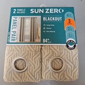 New Sun Zero Grey  84" Blackout Energy Efficient 2 Grommet Curtain Panels - Picture 1 of 7
