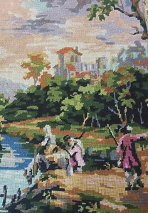 Vintage Tapestry Needlepoint Hand Stitched Old Master Completed Petit Point - Picture 1 of 3