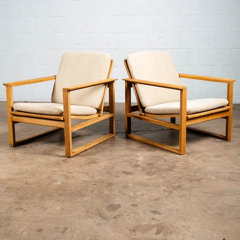 Mid Century Danish Modern Lounge Chairs Borge Mogensen Fredericia 2256 Armchairs Cover