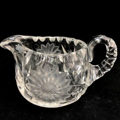 Jarra crema cristalina corte vidrio margarita flor 8 oz Foto 1 de 4