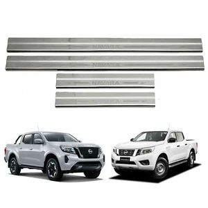 PLACA DE RASPADO SILL CROMO ACERO INOXIDABLE 4 PUERTAS PARA NISSAN NAVARA D23 NP300 2015-2022 - Imagen 1 de 9