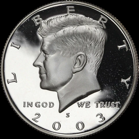 2003 S Kennedy Half Dollar 90% SILVER Gem Deep Cameo PROOF "Beautiful" Coin US Cover