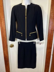 Vintage Size 4 Joseph Ribkoff Polyester Blend Pinstripe 2Pc Set Skirt Jacket - Picture 1 of 12