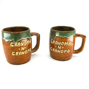 Juego de 2 tazas de cerámica marrón esmaltado alto firmadas por Van Briggle abuela -N- abuelo - Imagen 1 de 14