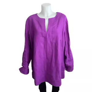 Top Lauren Ralph Lauren Desert Amatista Lino Popover Manga Larga 3X Nuevo - Imagen 1 de 8