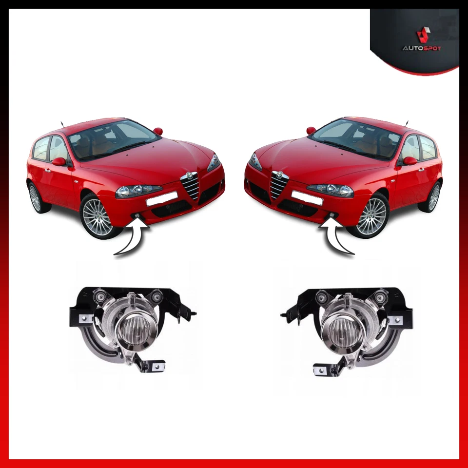 ALFA ROMEO 147 Front Bumper Fog Light Lamp With Frame Set Pair 2004 - 2010 NEW - Изображение 1 из 4