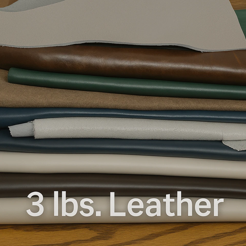 3 lbs. Leather Scraps for crafting -Leather remnant pieces, Top and full grain - Image 1 of 4
