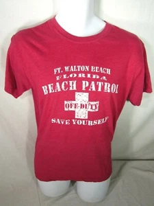 Surf Style Beach Patrol Red T-Shirt Shirt MEDIUM Short Sleeve Ft. Walton Beach - Picture 1 of 5