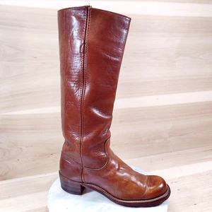 Vintage 80er Frye Campus hohe Damenstiefel 8,5 B whiskeybraun kniehoch runde Spitze - Bild 1 von 11