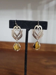 Kendra Scott Vintage Paloma Tiger Eyes Earrings Rare HTF  - Picture 1 of 5