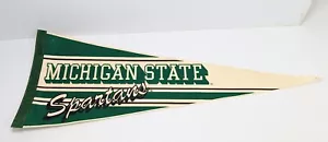 Vintage Michigan State MSU Spartans 39" Felt Green White Stripe Pennant - Picture 1 of 14