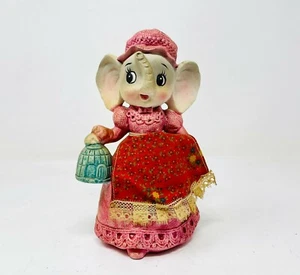 Vintage, Japanese Ceramic Elephant Bank Pink Dress 7” Tall Japan - Picture 1 of 6