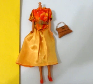 11 1/2" Clone Barbie Maddie Mod Mode Orange Kleid Bluse Outfit Schuhe Handtasche - Bild 1 von 8