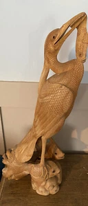 Large wooden Crane And carp carving, beautiful, 21 inches high - Picture 1 of 9