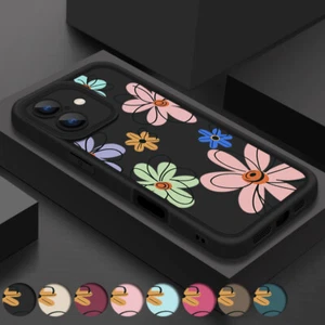 Coque silicone fleurie pour iPhone 16 15 14 13 12 11 Pro Max 16e XS XR 8 7 Cover - Photo 1/22