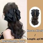 High Horsetail Bow Claw Clip Natural Fluffy Wig Braid Ponytail Wig Clip  Girl