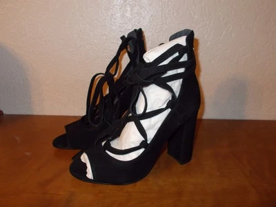 Vince Camuto Tannen Black Suede Lace Up Heel Shoes Size 7M - Image 1 of 4