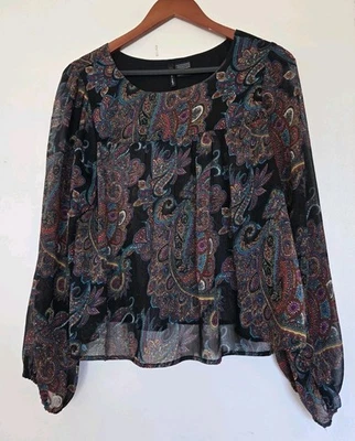 Blusa túnica Fire Los Angeles para mujer L oscura floral campesina gitana boho indie Foto 1 de 4