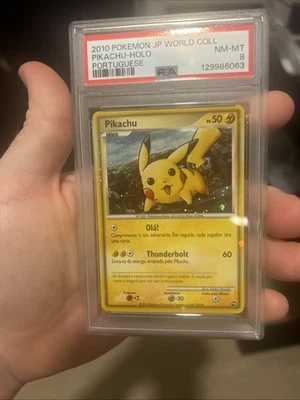Pokemon Card World Collection 2010 Portuguese Pikachu PW HolO Promo LPRARE PSA-8 - Image 1 of 2