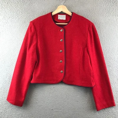 Chaqueta Blazer Vintage Pendleton Lana Mujer Rojo Botón Frontal Carrera Clásica Foto 1 de 4