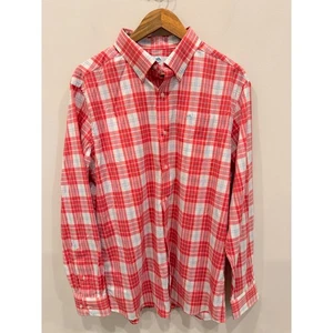 Southern Tide Mens Red Blue Plaid Long Sleeve Button Up Shirt Large NWOT - Picture 1 of 5