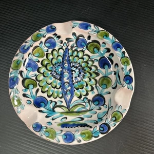 Vintage Icaros Keramik Aschenbecher Schmuckschale Rhodos Griechenland MCM Pfau 6 Zoll - Bild 1 von 10