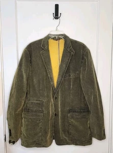 Kroon Herren 42R Blazer Grün Baumwolle Freizeit Sport Mantel Samt Cord Grunge - Bild 1 von 6