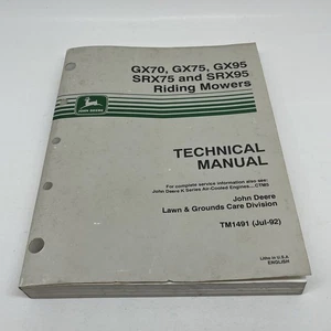 John Deere GX70, GX75, SRX75, SRX95 Riding Mowers Technical Manual TM1491 1992 - Picture 1 of 8