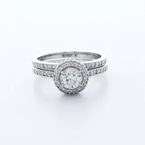 1,81 KTW AGI LAB DIAMANTEN J/VS2 RUNDSCHLIFF PLATIN KRAPPEN HALO SEITENSTEIN RING SET - Bild 1 von 5