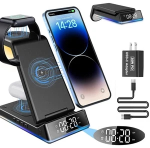 Wireless Charging Station with Alarm Clock, 3 in 1 Wireless Charger [with Clo... - Picture 1 of 9