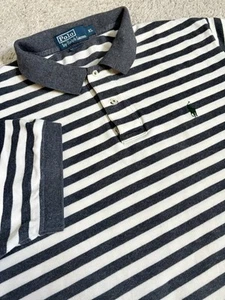 Polo Ralph Lauren Rugby Camicia Uomo XL Grigio Bianco Righe Golf Manica Corta Pony - Foto 1 di 13