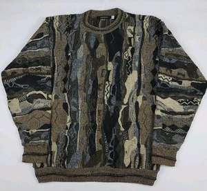 Vintage 90s Bachrach 3D Texture Pattern Knit Sweater Multicolor USA Made Coogi - Bild 1 von 6