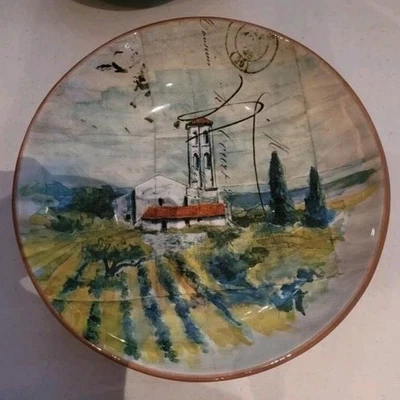 Cuenco de pasta Williams Sonoma 14" Marc Lacaze Italia paisaje pago terracota Foto 1 de 2