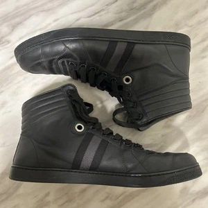 GUCCI Viaggio Collection High Top Sneakers Leather Black 12 💯Authentic - Picture 1 of 8