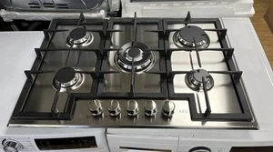 AEG HGX75400SM 3000 75cm 5 Burner Gas Hob, Cast Iron pan supports, Wok Burner - Picture 1 of 10