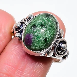Natural Ruby Zoisite Gemstone 925 Sterling Silver Jewelry Ring Size 8(US) - Picture 1 of 1