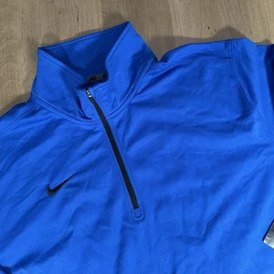 PULL NIKE DRI-FIT MANCHES LONGUES 1/4 ZIP HOMME grand bleu performance neuf - Photo 1/11
